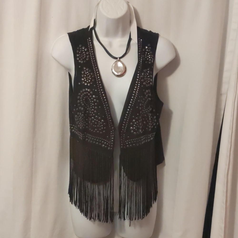 Forever 21 rivets  and chain Fringe vest.